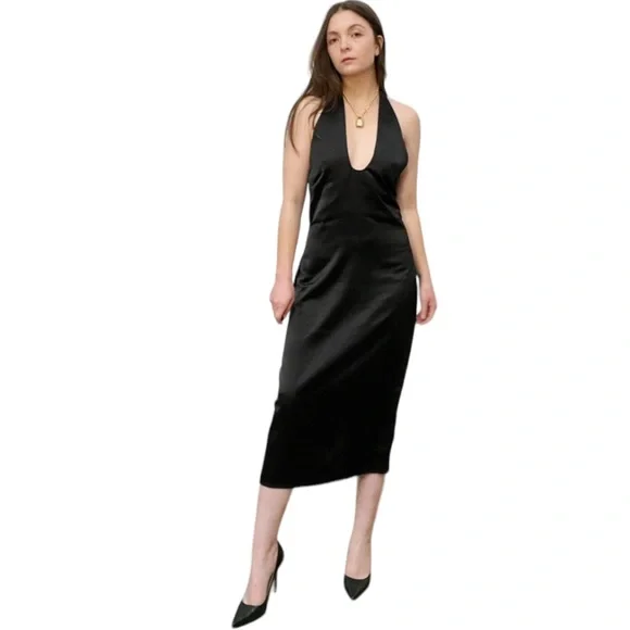 *NWT* Jason Wu Satin Halter Midi Dress - Picture 2 of 4